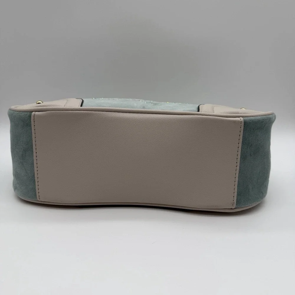 Juicy Couture Dreamy Shoulder Bag & Matching Zip Card Case Sage Green Velour NWT